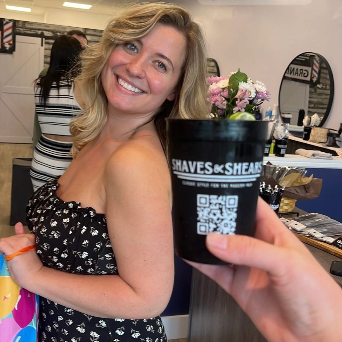 Alexandra Compton at her Shaves & Shears styling station